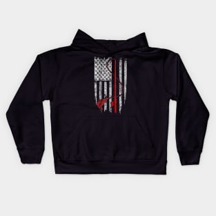 Vintage Fishing With American Flag Bass Fishing Kids Hoodie